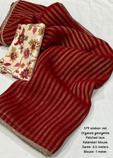 Organza georgette zari leheriya